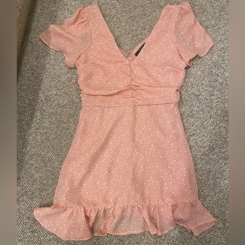 Forever 21 Pink & White Ditsy Floral Dress Small